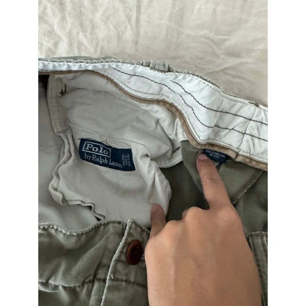 Vintage Polo Ralph Lauren Green Chino Shorts Size 36 *Flaw*